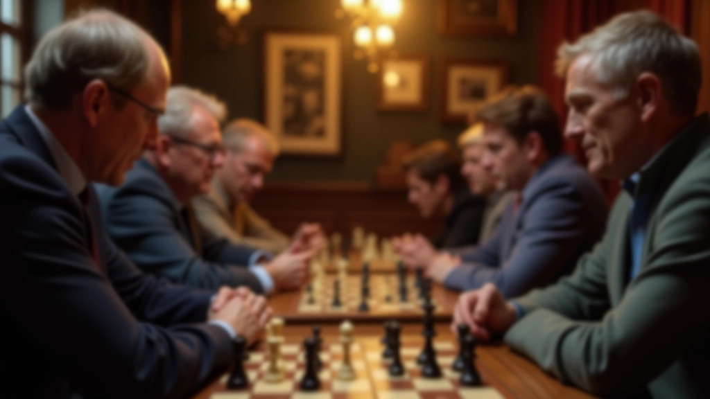 Multiple people playing chess at wooden tables simultaneously, various age groups engaged in games, casual club atmosphere with boards and pieces