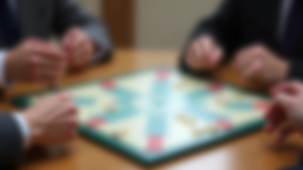 Scrabble board with tiles spelling out words, players' hands visible arranging their racks